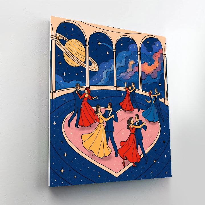 Cosmic Dance Hall Valentines Day Gala paint by color
