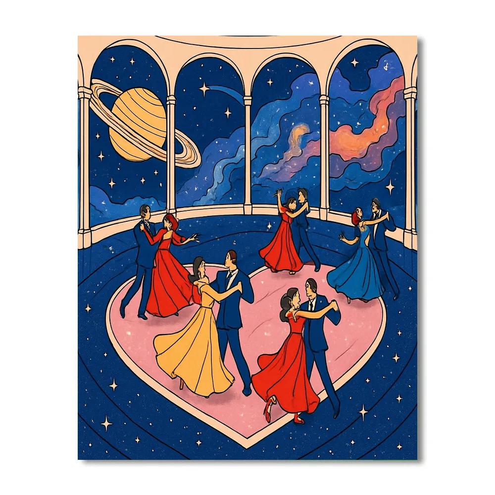 Cosmic Dance Hall Valentines Day Gala paint by color