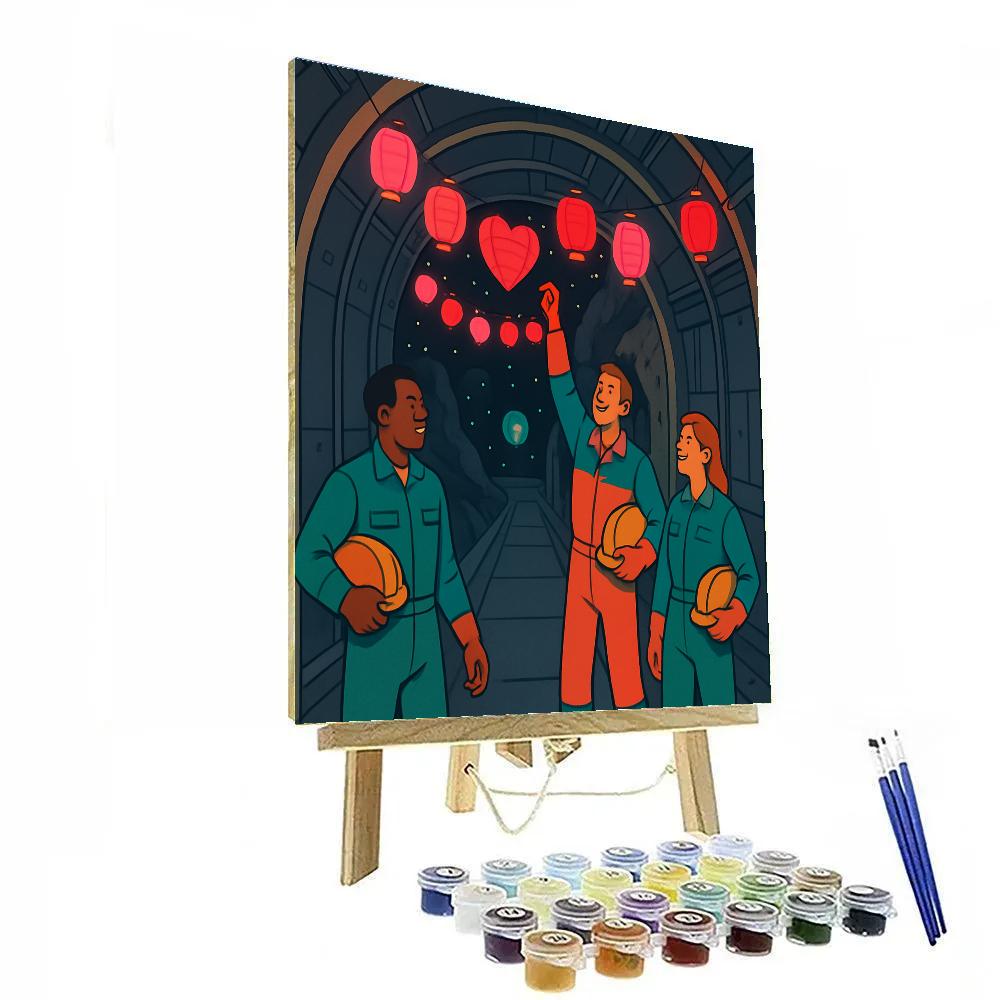Asteroid Mine Valentines Day Lanterns paint by number