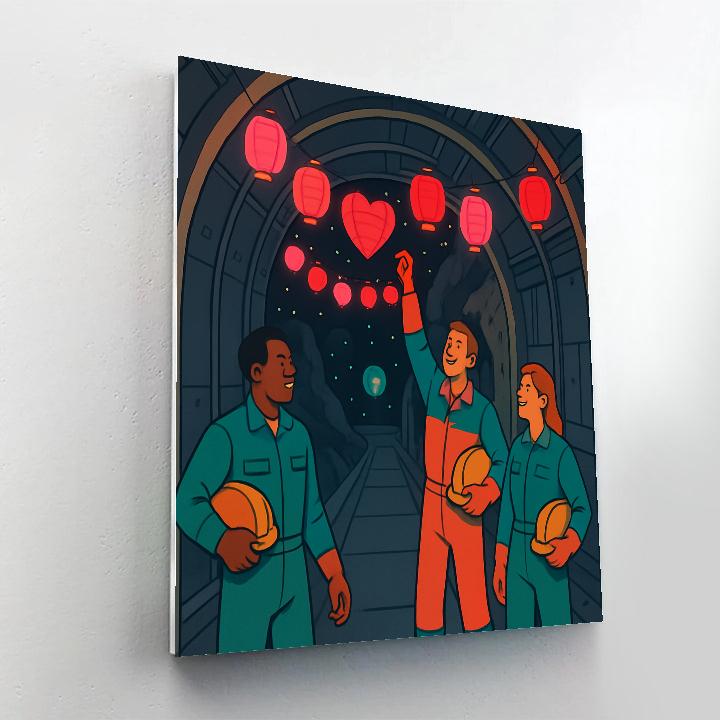 Asteroid Mine Valentines Day Lanterns paint by number