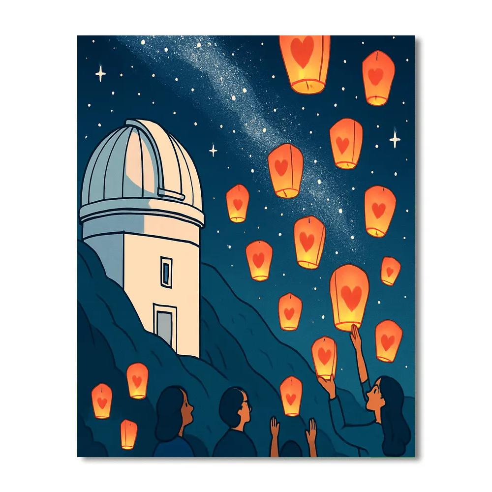 Sky Lantern Observatory Valentines Day Wish paint by number