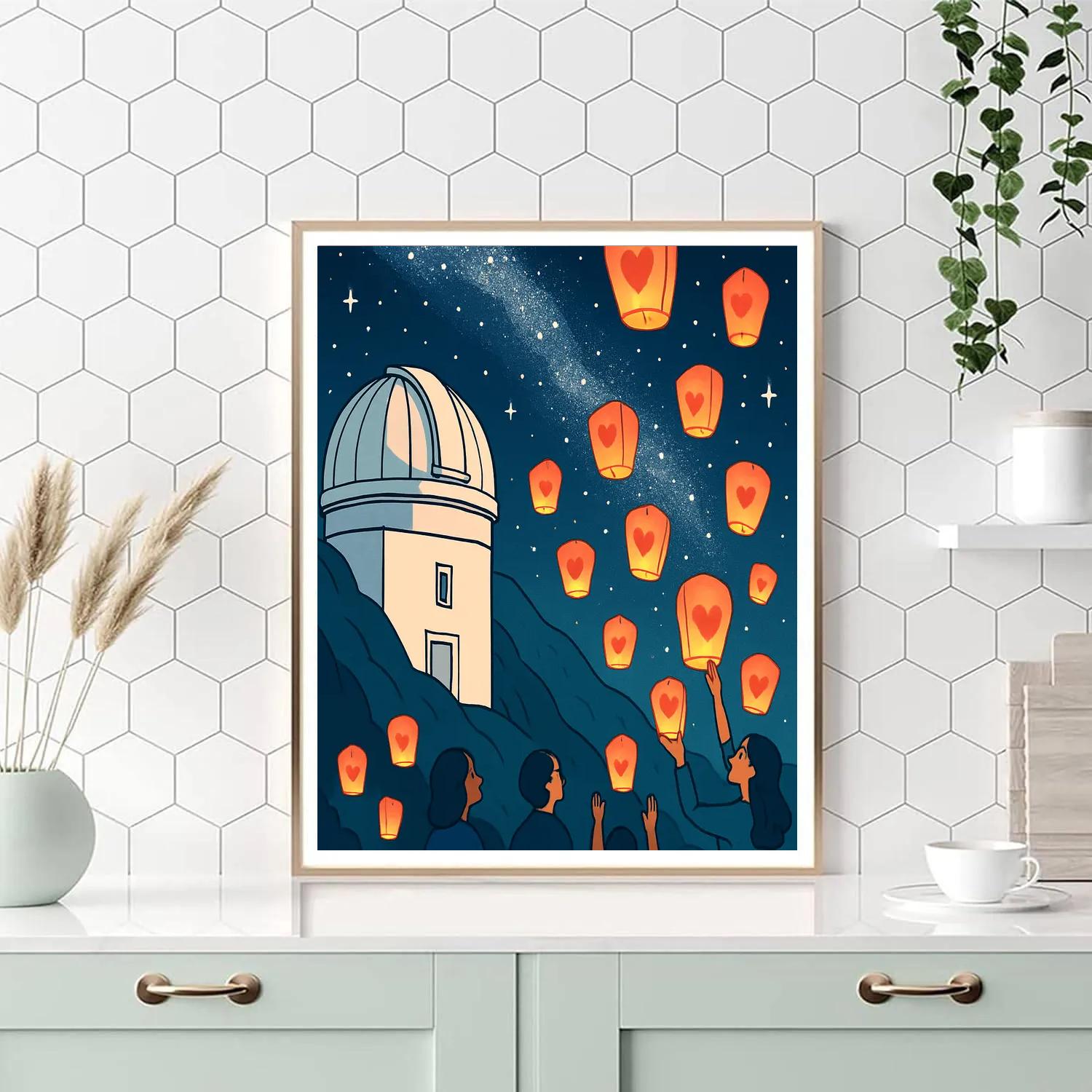 Sky Lantern Observatory Valentines Day Wish paint by number