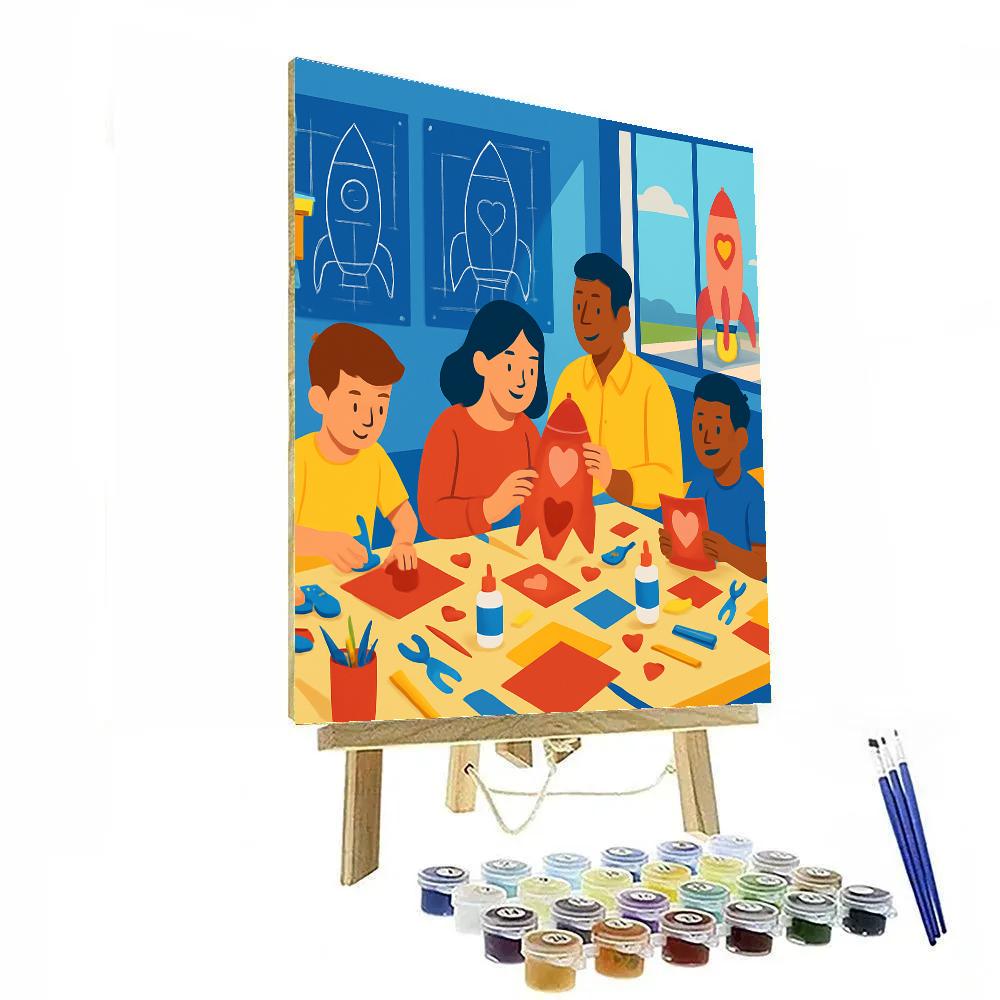 Rocket Workshop Valentines Day Card Factory Number painting