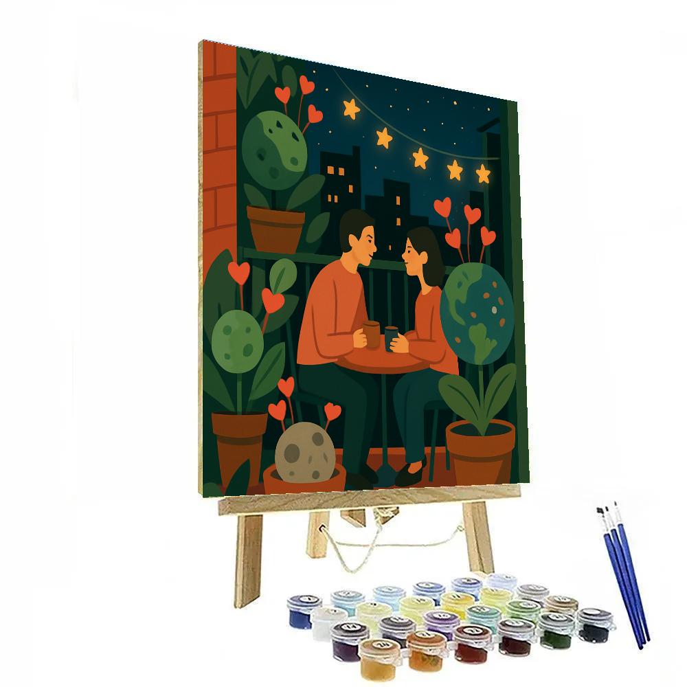 Space Garden Balcony Valentines Day Evening Paint by numbers kits