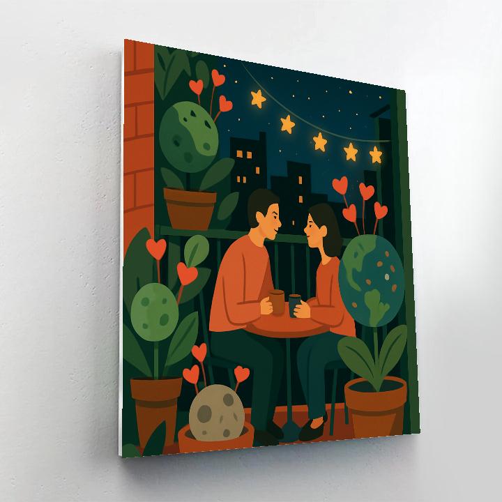 Space Garden Balcony Valentines Day Evening Paint by numbers kits