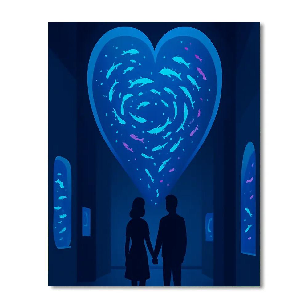 Deep Sea Galaxy Valentines Day Aquarium paint by number