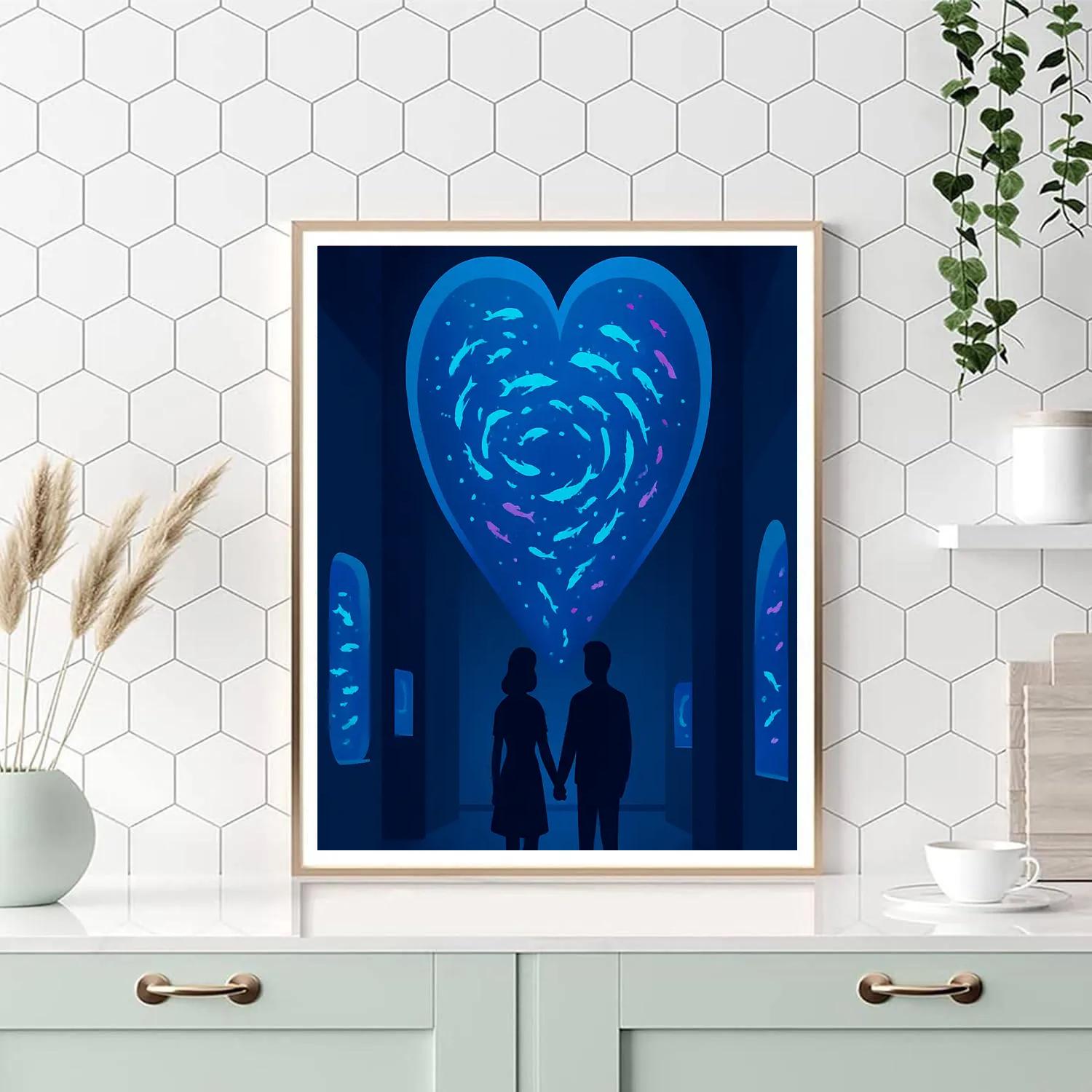 Deep Sea Galaxy Valentines Day Aquarium paint by number