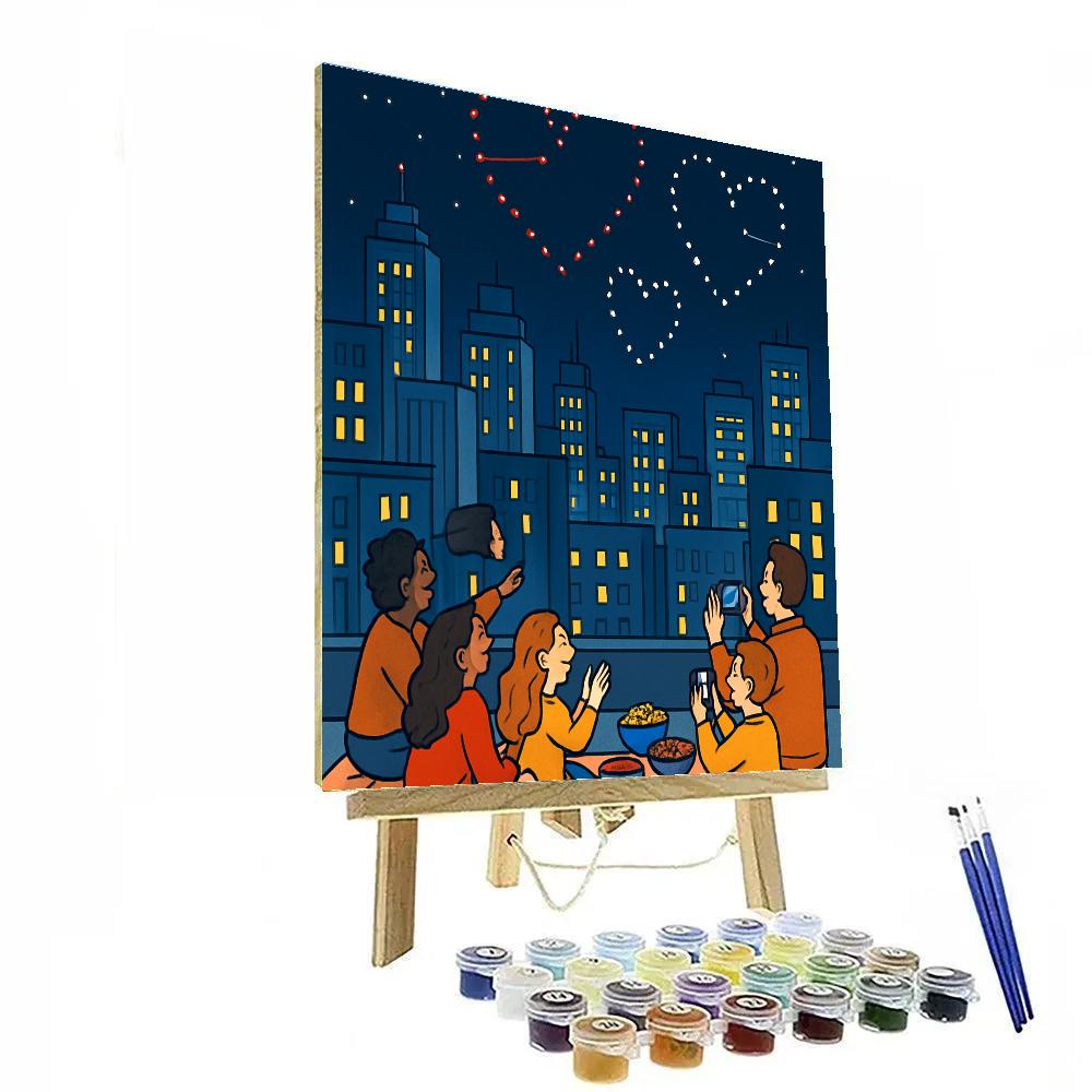 City Rooftop Valentines Day Drone Show Number painting