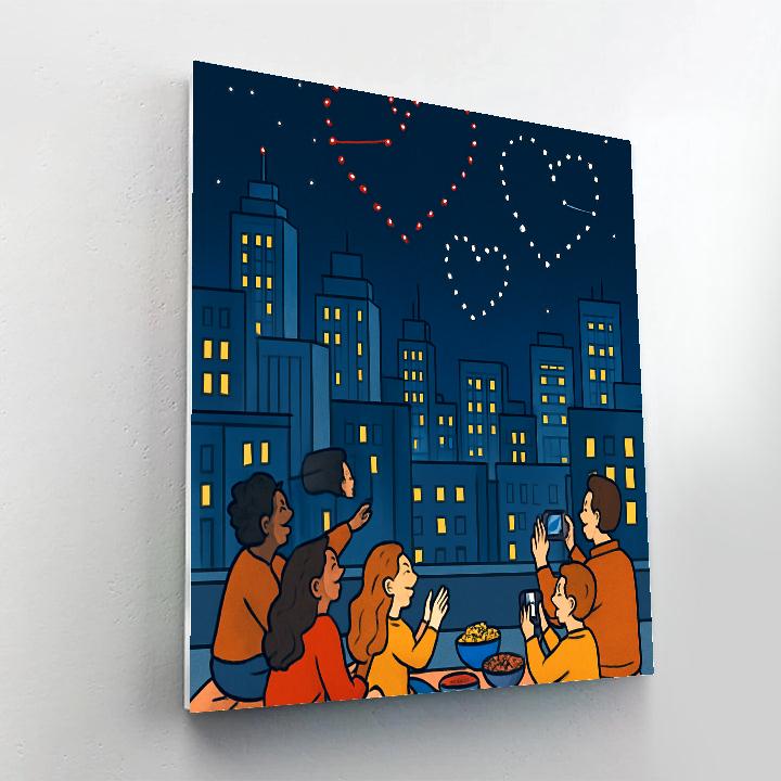 City Rooftop Valentines Day Drone Show Number painting
