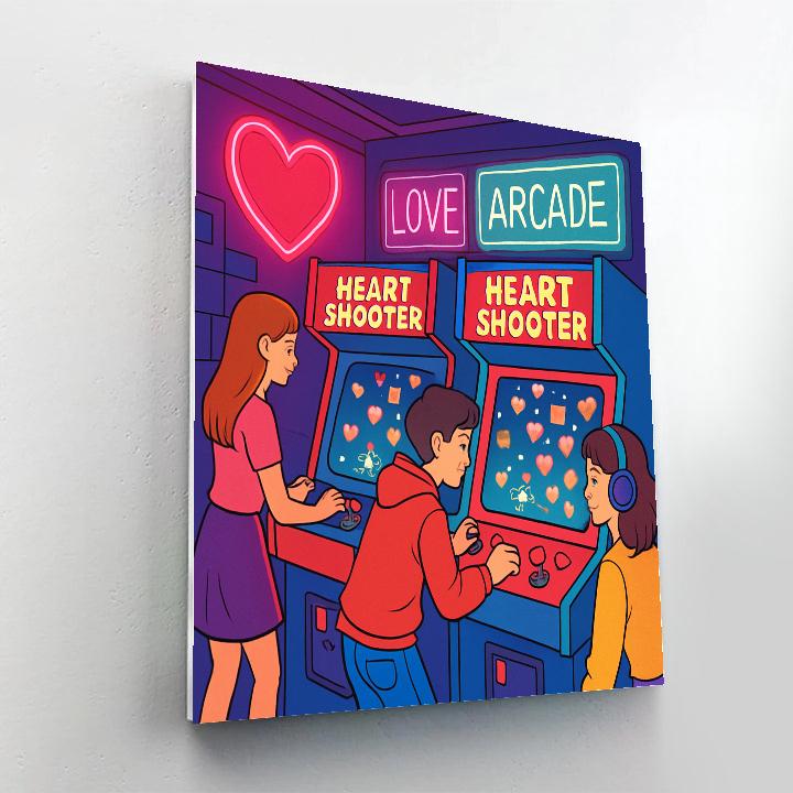 Retro Arcade Valentines Day Star Battle painting number kit