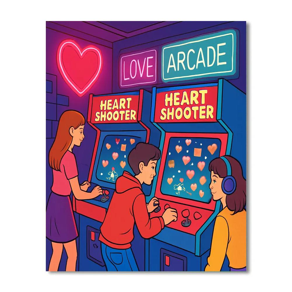 Retro Arcade Valentines Day Star Battle painting number kit
