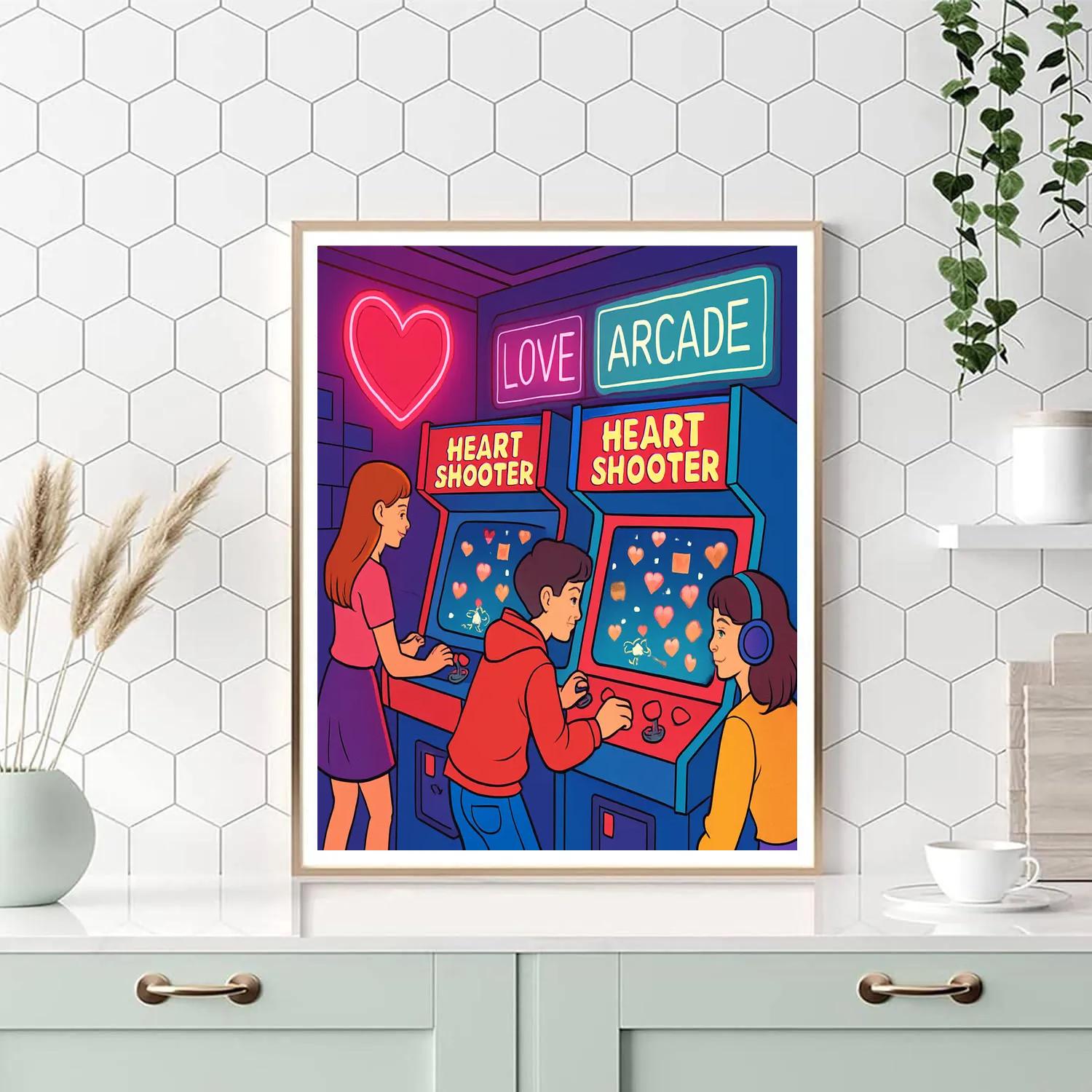 Retro Arcade Valentines Day Star Battle painting number kit