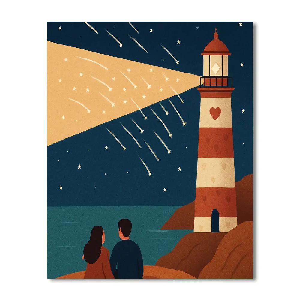 Valentines Day Lighthouse Of Falling Stars paint by number