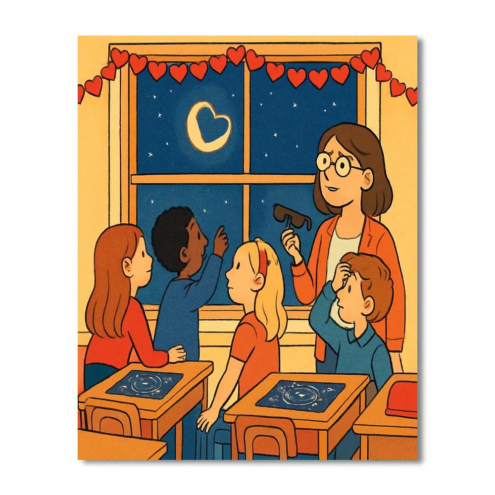 Classroom Window Valentines Day Eclipse paint by color