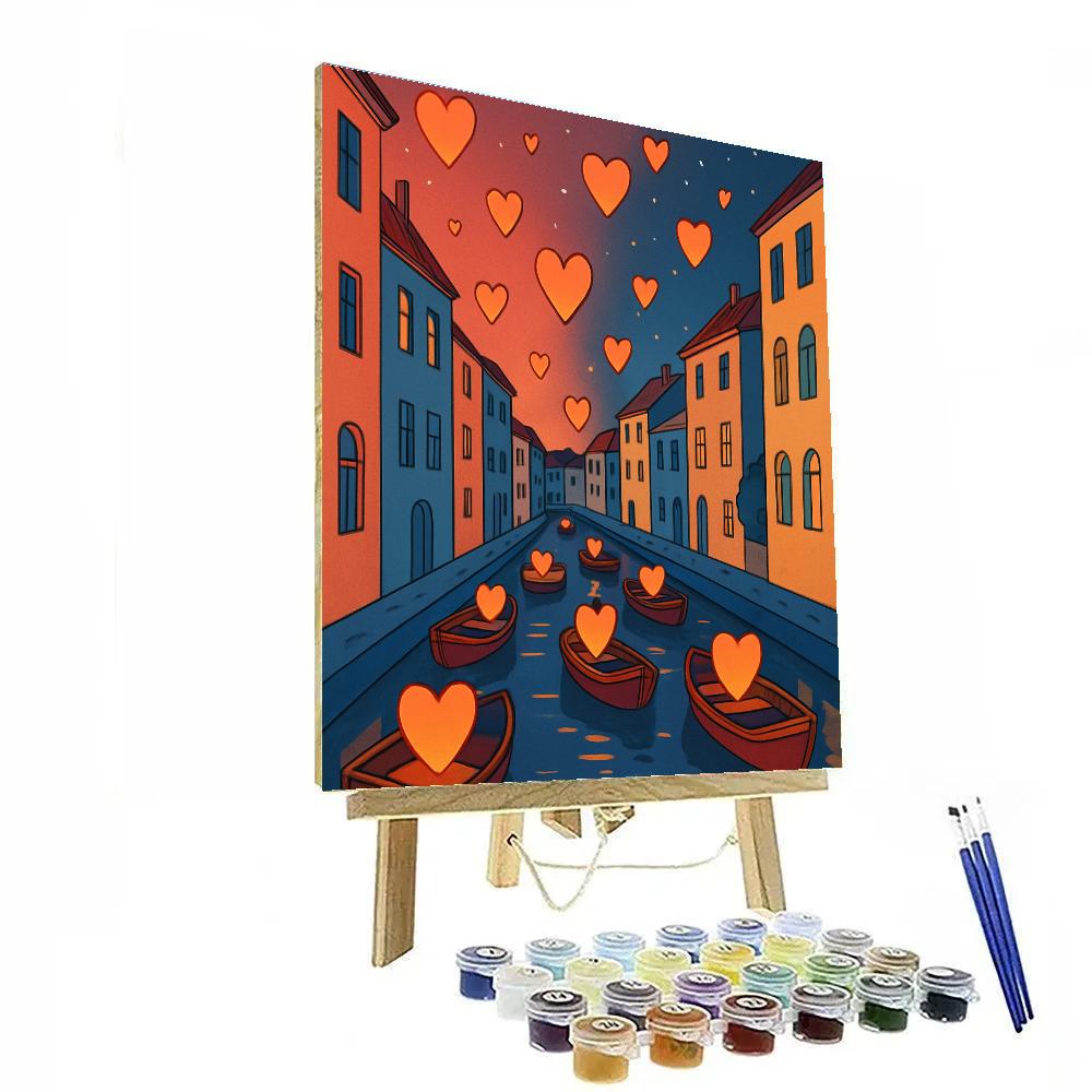Floating Lantern Canal Valentines Day Regatta Number painting