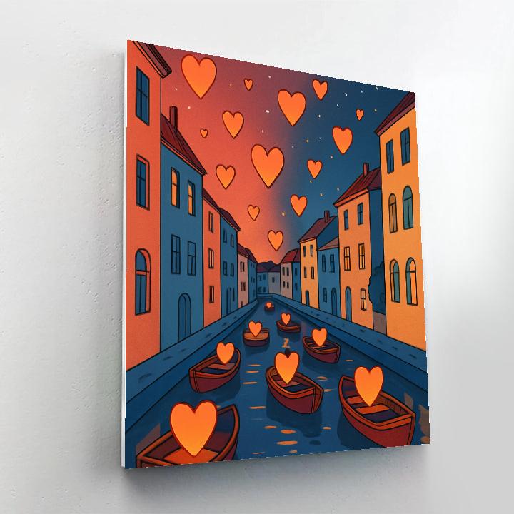 Floating Lantern Canal Valentines Day Regatta Number painting