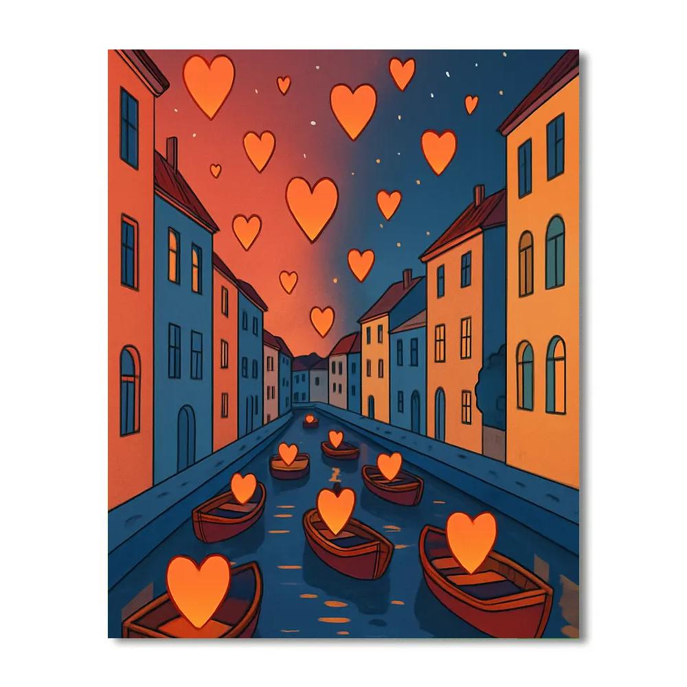 Floating Lantern Canal Valentines Day Regatta Number painting