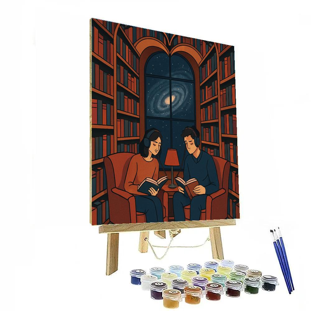 Valentines Day Cosmic Library Date Nook Paint by numbers art