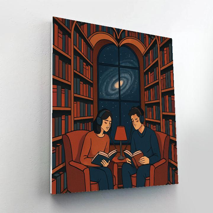 Valentines Day Cosmic Library Date Nook Paint by numbers art