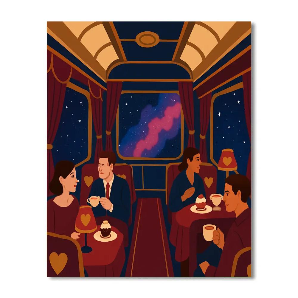Interstellar Train Valentines Day Carriage painting number kit