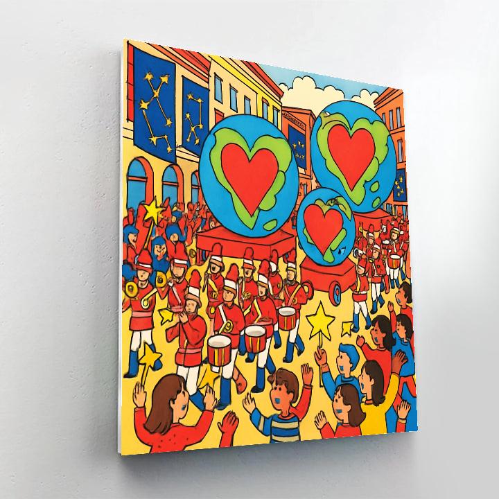 Valentines Day Planet Parade Street Festival DIY paint by numbers