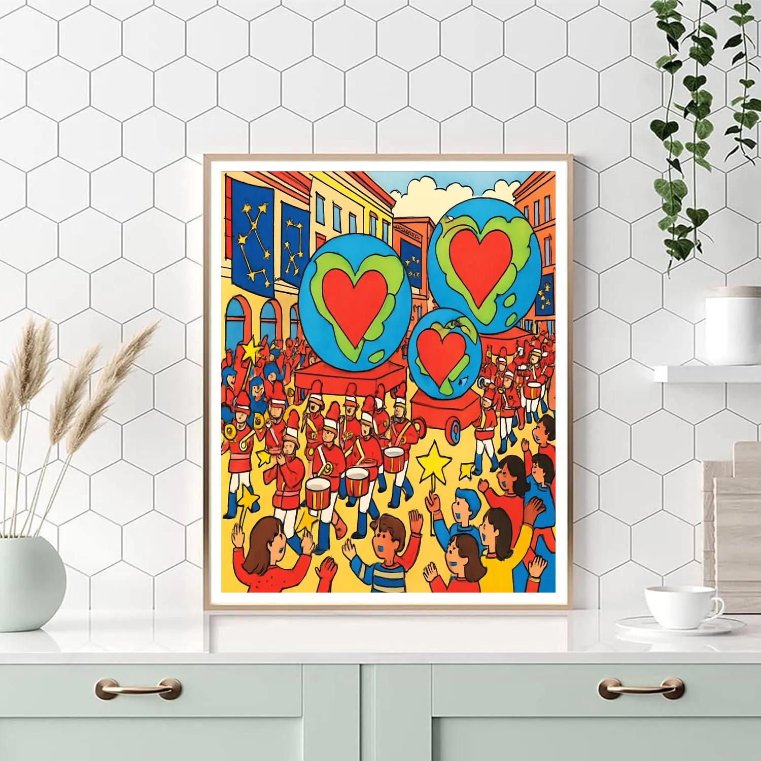 Valentines Day Planet Parade Street Festival DIY paint by numbers