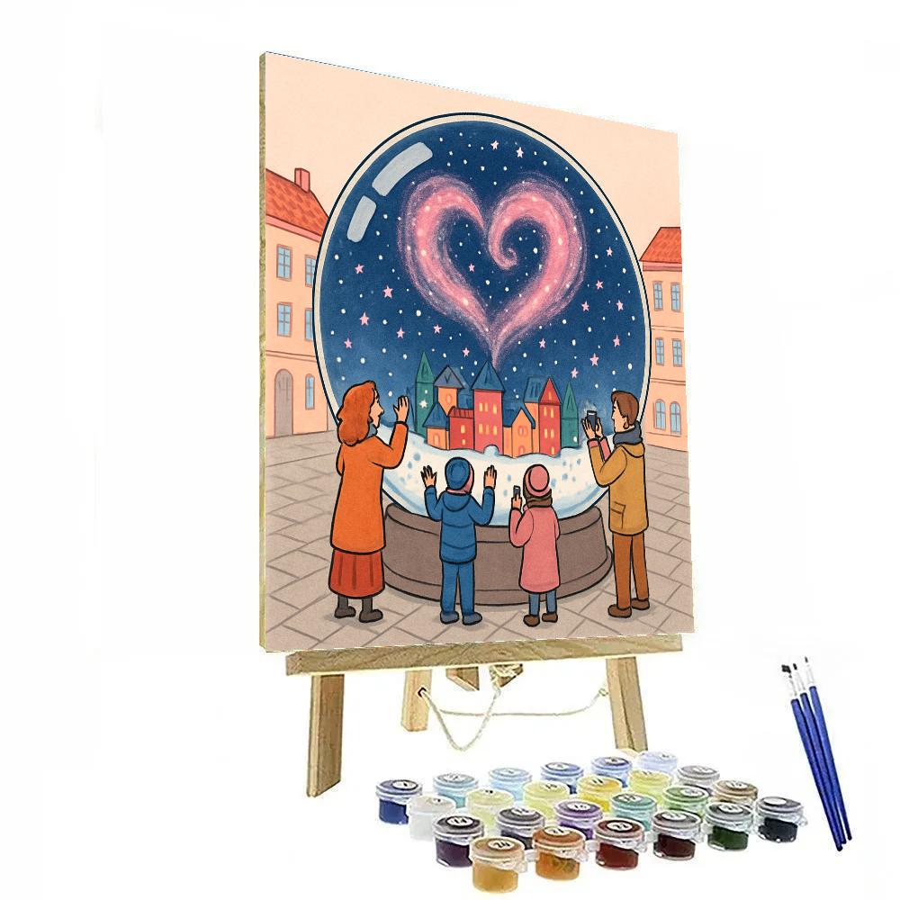 Snow Globe Valentines Day Galaxy Dome Paint by numbers art
