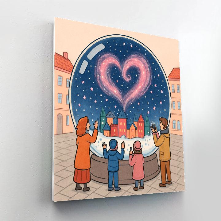 Snow Globe Valentines Day Galaxy Dome Paint by numbers art