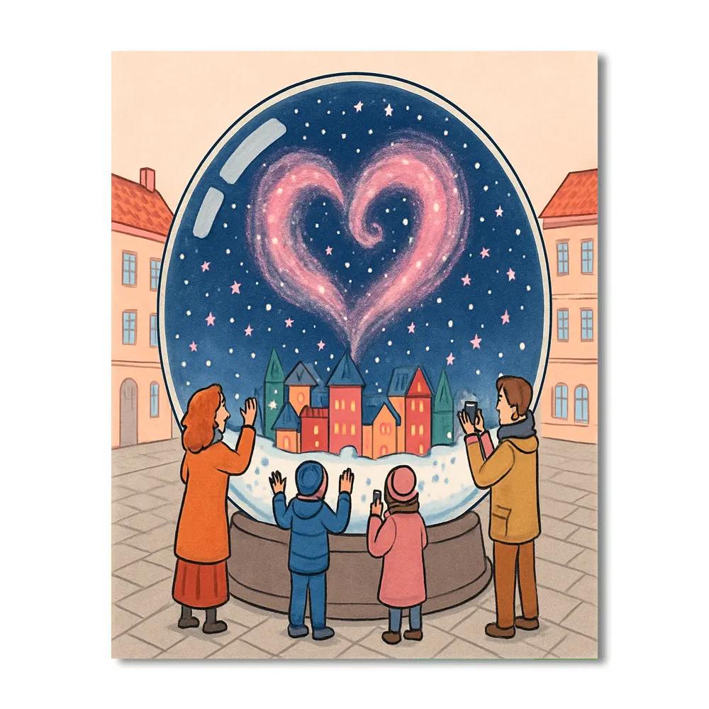 Snow Globe Valentines Day Galaxy Dome Paint by numbers art