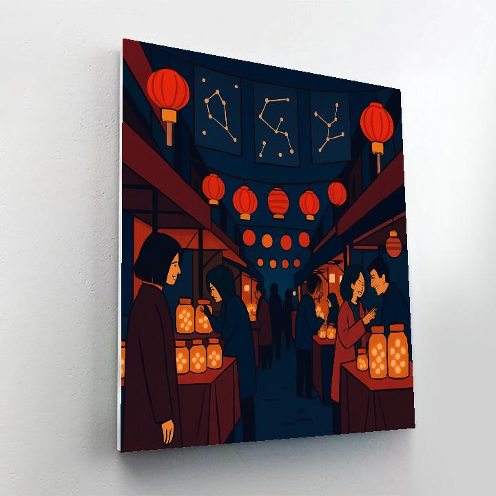 Valentines Day Night Market Of Shooting Stars Number painting