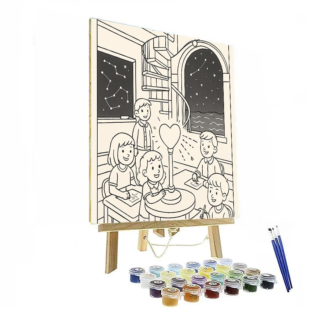 Valentines Day Lighthouse Classroom Star Signal Paint by numbers art