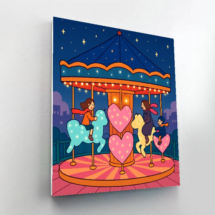 Starlit Carousel Valentines Day Ride painting number kit