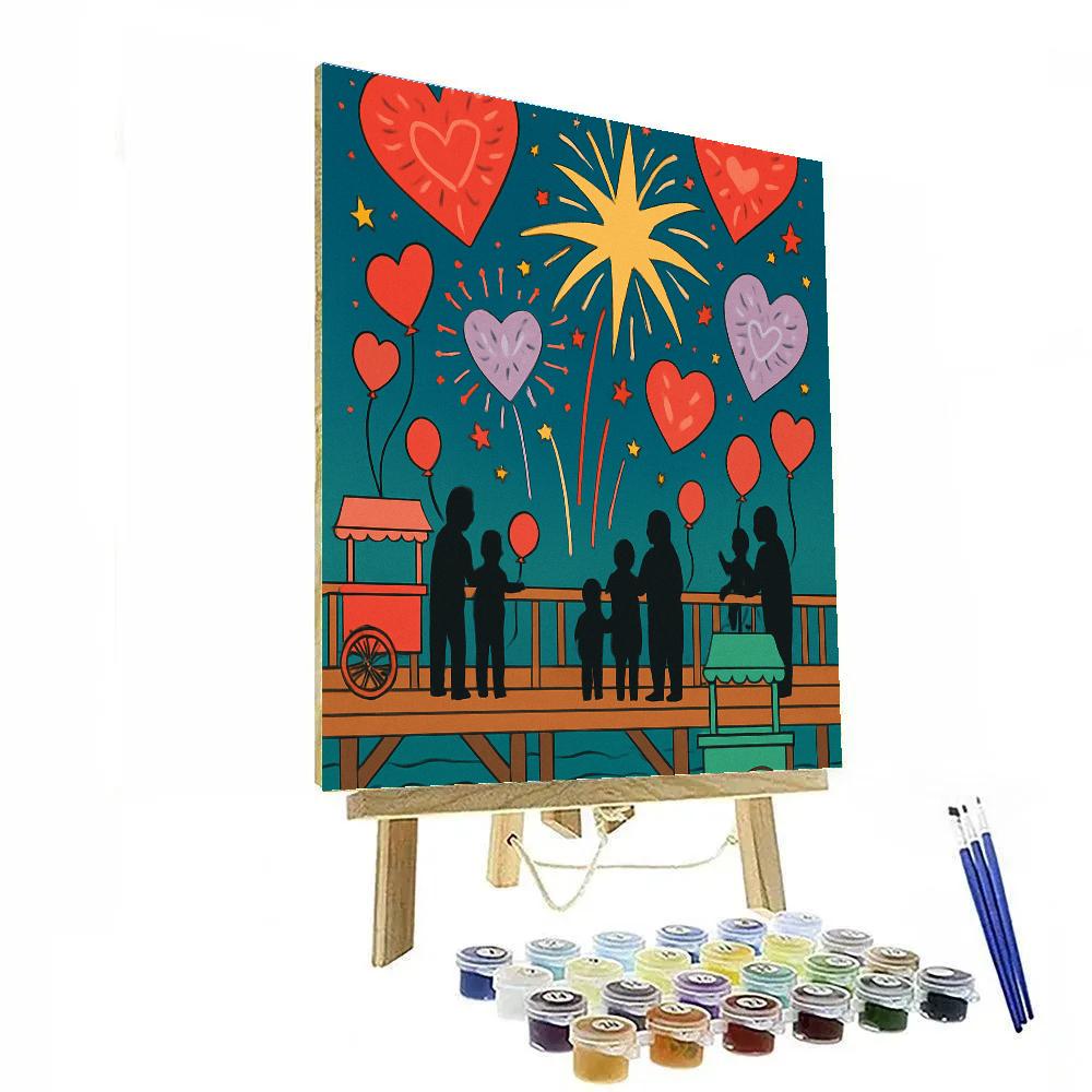 Ocean Pier Fireworks Valentines Day Finale Paint by numbers kits