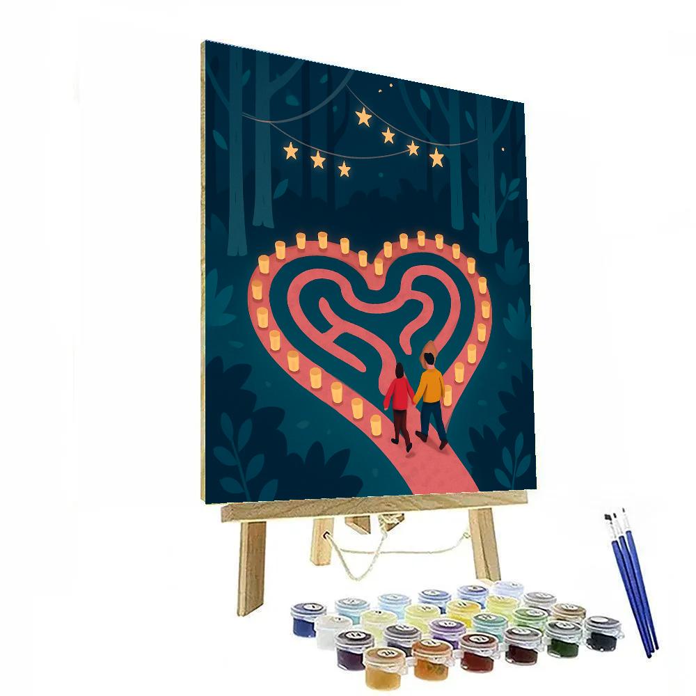 Valentines Day Lantern Forest Maze paint by number