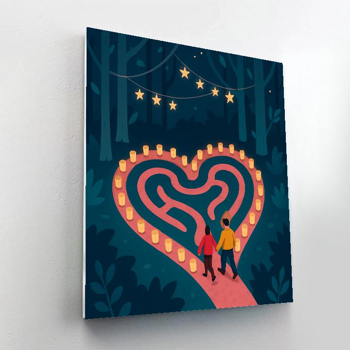 Valentines Day Lantern Forest Maze paint by number