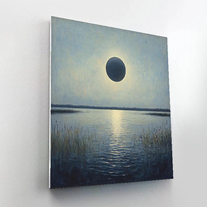Leonardo Da Vinci Inspired Lunar Eclipse Over Silent Lake paint by color