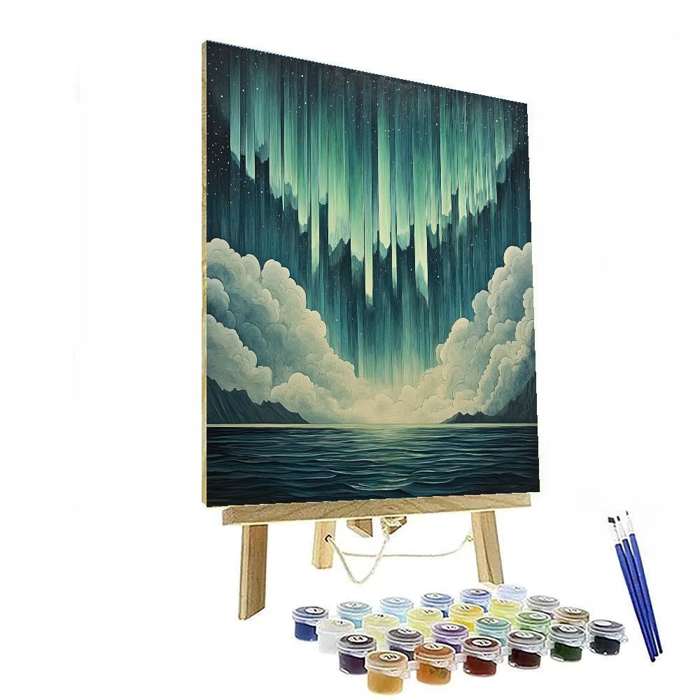 Michelangelo Inspired Aurora Strata Over Polar Sea Numbered painting kits