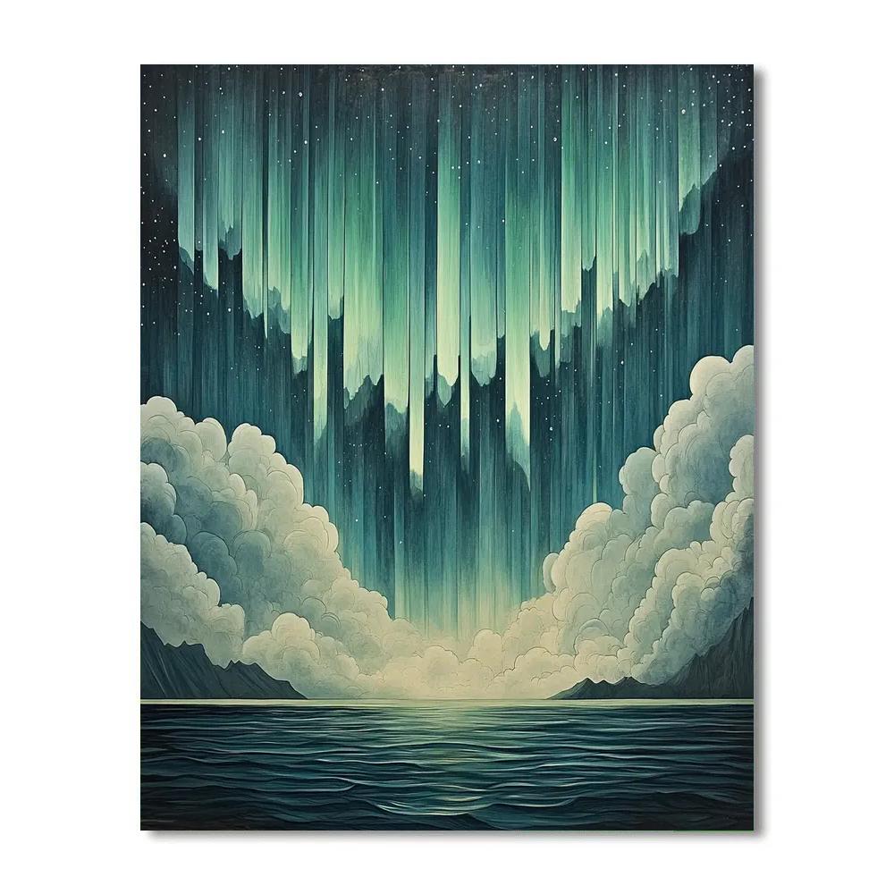 Michelangelo Inspired Aurora Strata Over Polar Sea Numbered painting kits