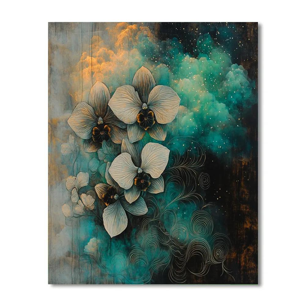 Leonardo Da Vinci Inspired Aurora Nebula Botanical Confluence DIY paint by numbers