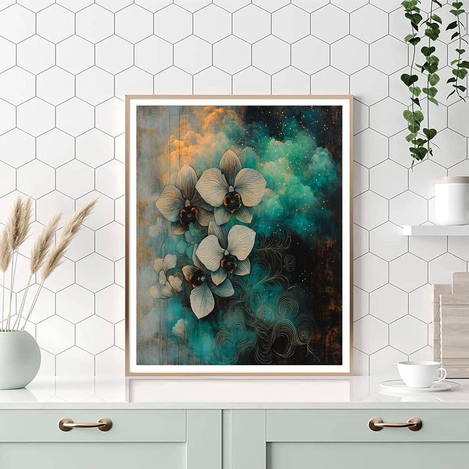 Leonardo Da Vinci Inspired Aurora Nebula Botanical Confluence DIY paint by numbers