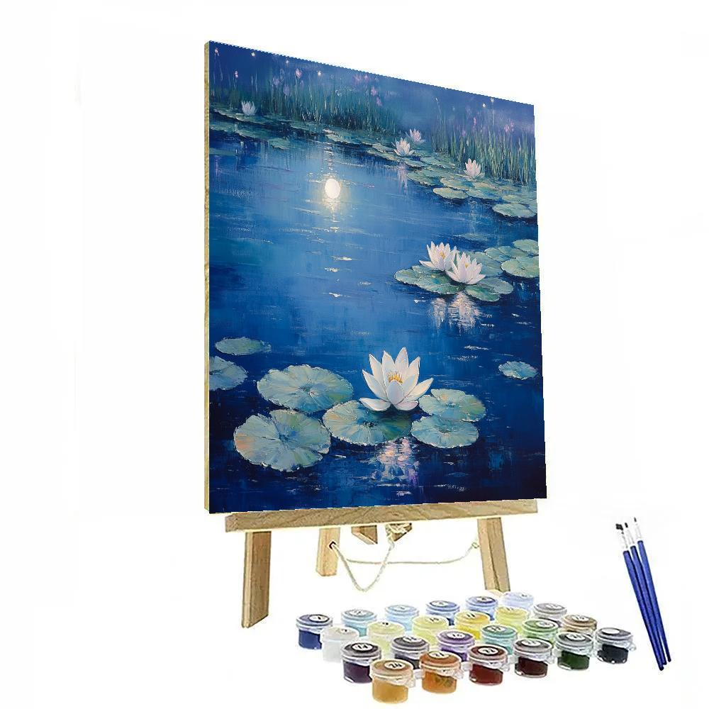 Claude Monet Inspired Water Lilies Under Moonlight Number painting