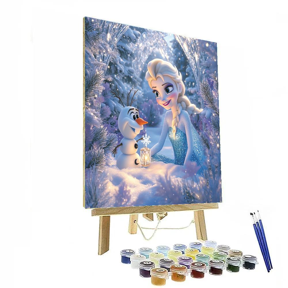 Elsa And Olaf Crystal Snow Garden Disney Inspired DIY paint by numbers