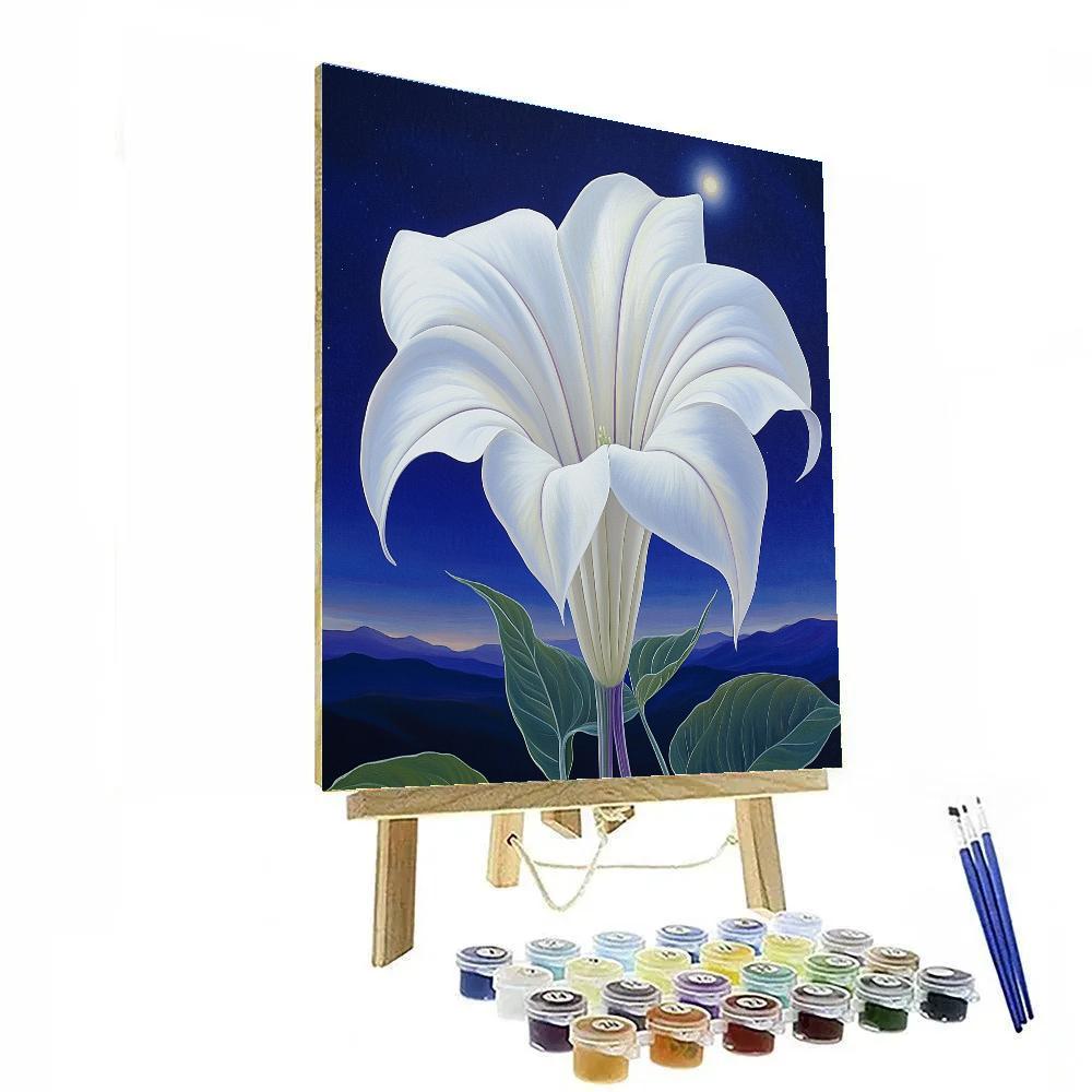 Georgia O’Keeffe Inspired Moonlit Datura Trumpet In Indigo Air Numbered painting kits