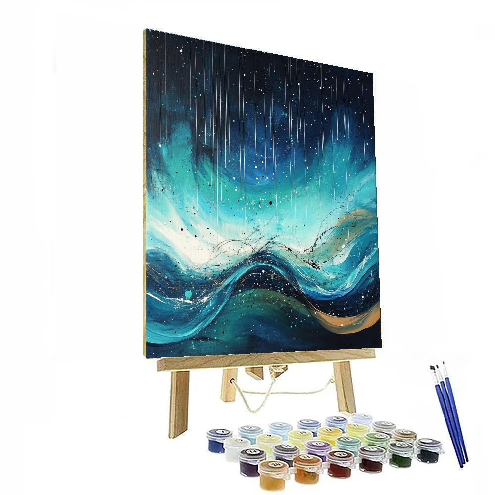 Jackson Pollock Inspired Aurora Vortex Over Midnight Tundra paint by number