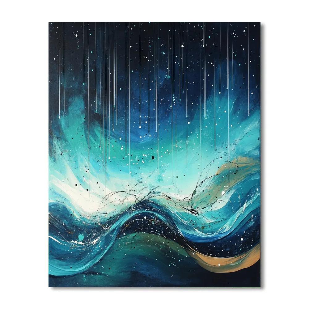 Jackson Pollock Inspired Aurora Vortex Over Midnight Tundra paint by number