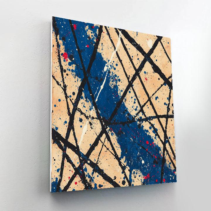 Jackson Pollock Inspired Monsoon Static In Ochre And Cobalt paint by color