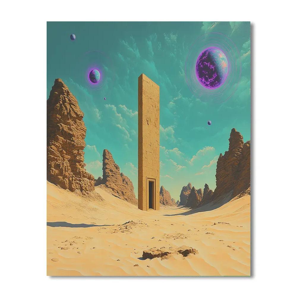 Salvador Dali Inspired Desert With Floating Planets Paint by numbers kits