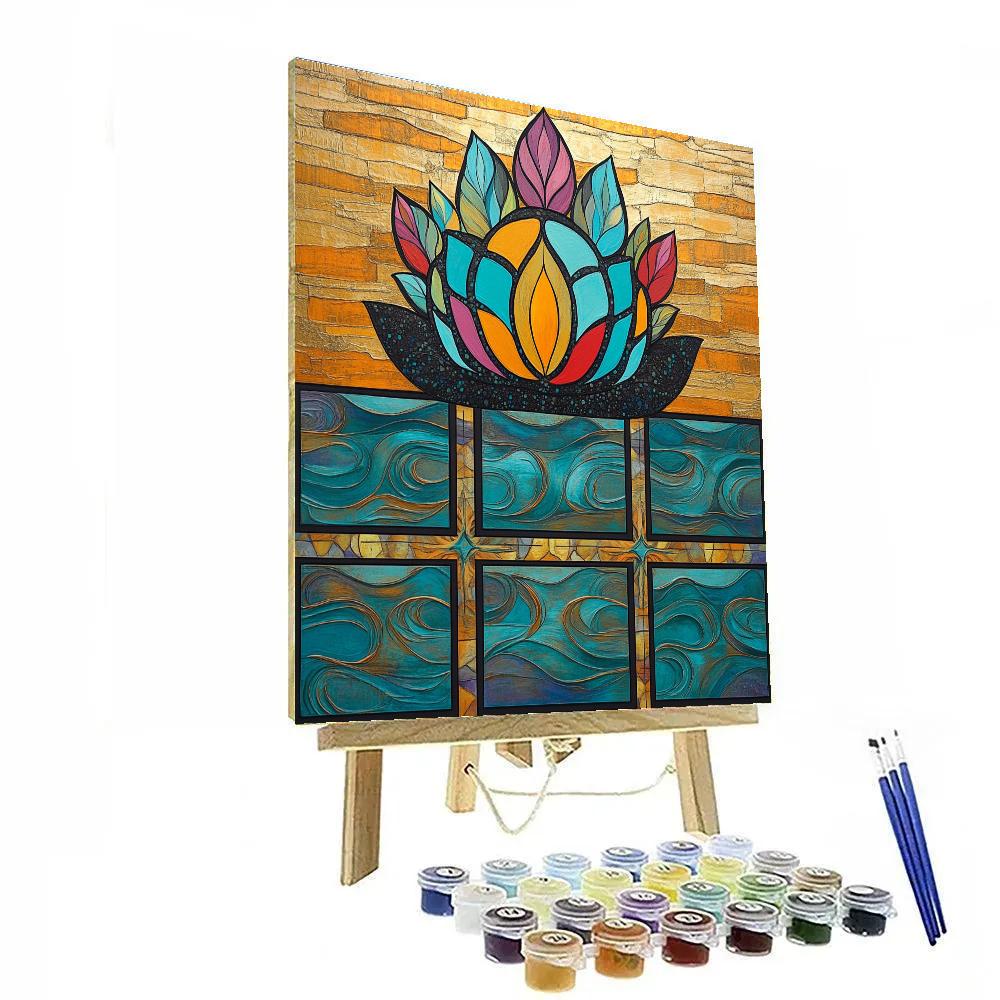 Norval Morrisseau Inspired Turtle Island Lotus Of Four Waters Numbered painting kits