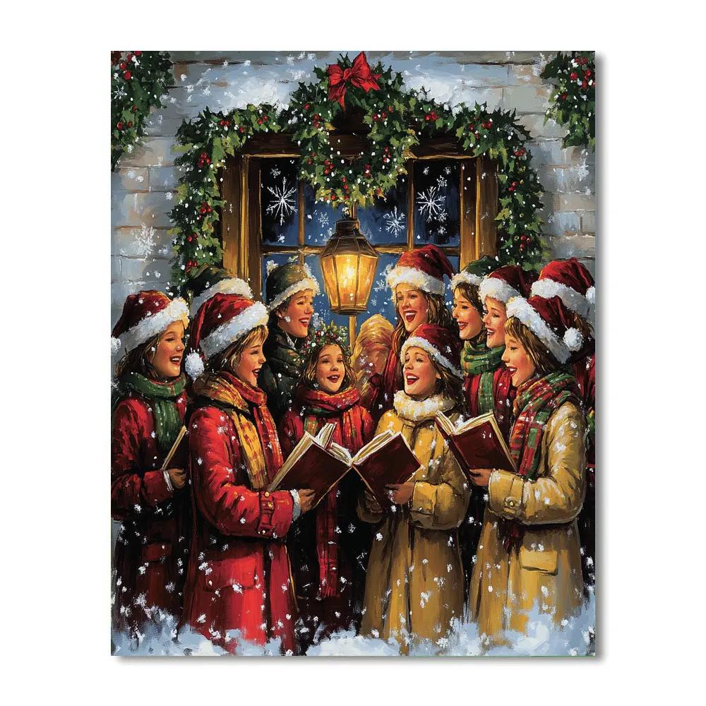 Holly Crown Carol Circle paint by number