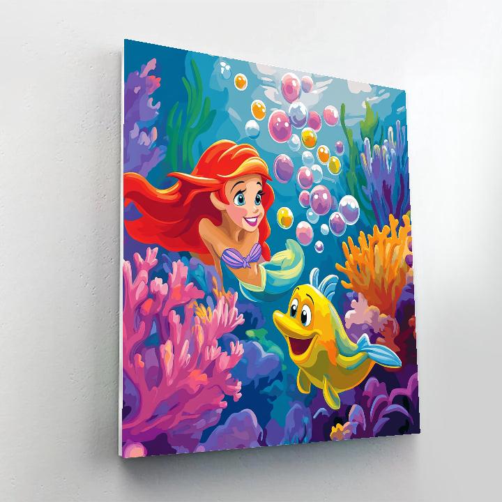 Ariel And Flounder Coral Bubble Parade Disney Inspired Paint by numbers kits